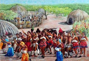 Zulu ünnepe, 1989 (gouache rizspapíron)